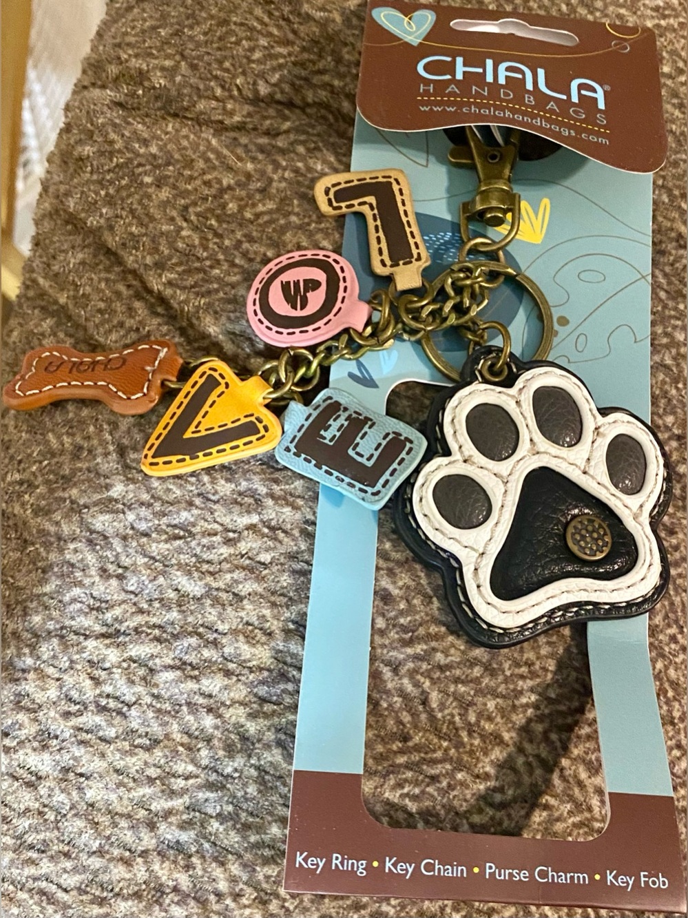 Chala Handbags Paw Print "LOVE" Charming Charms Keychain/Bag Charm
